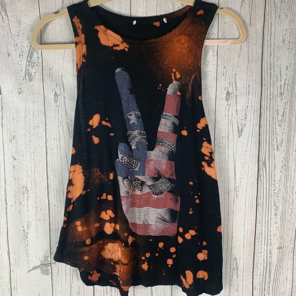 Distressed Swarovski tye dye tank